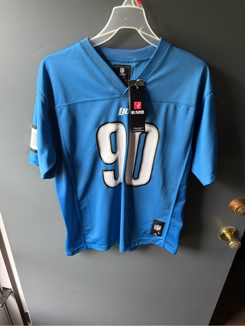 Nike NFL Detroit Lions #90 Suh Blue Game Jersey (Youth Large)